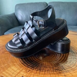 Paula Torres Flatform Madson chunky leather sandals US 6 EU 37 Black